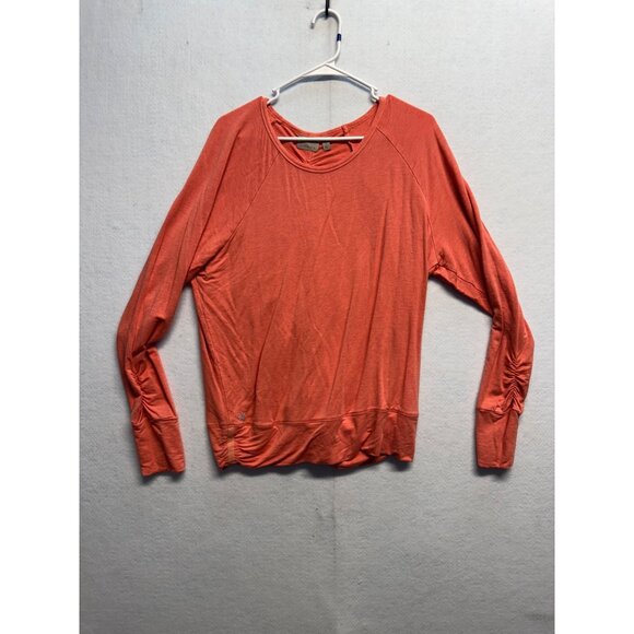 Athleta Coral Long Sleeve Relaxed Fit Top With Ruched Details Size L - Picture 1 of 7